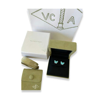 PENDIENTES DE PENDIENTES VAN CLEEF &amp; ARPELS SWEET ALHAMBRA BUTTERFLY TURQUESA