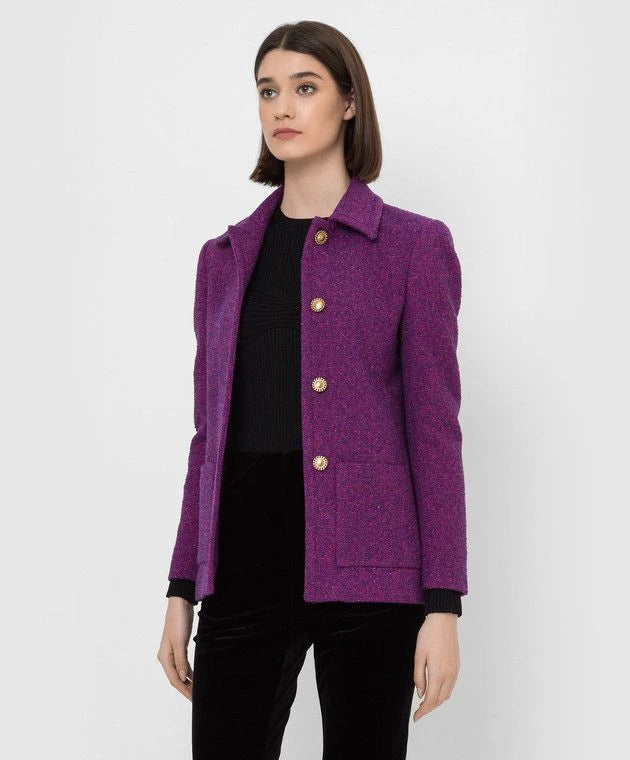 SAINT LAURENT JACKET IN BOUCLÉ LUREX IN PURPLE