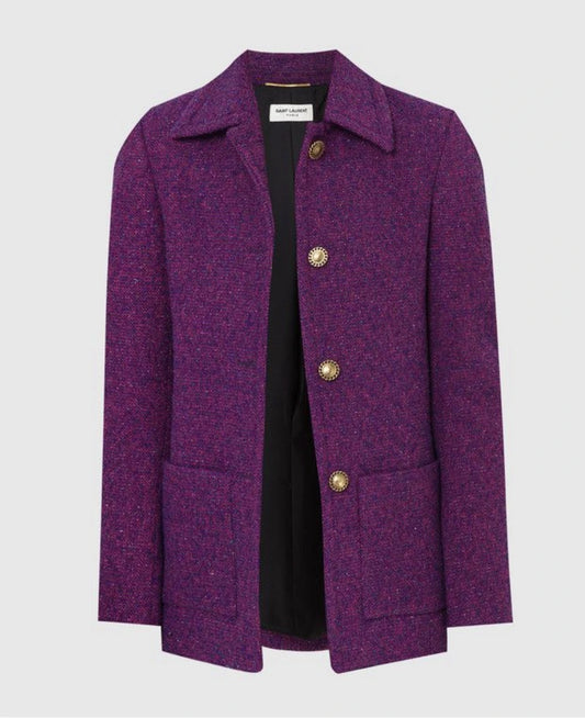 SAINT LAURENT JACKET IN BOUCLÉ LUREX IN PURPLE