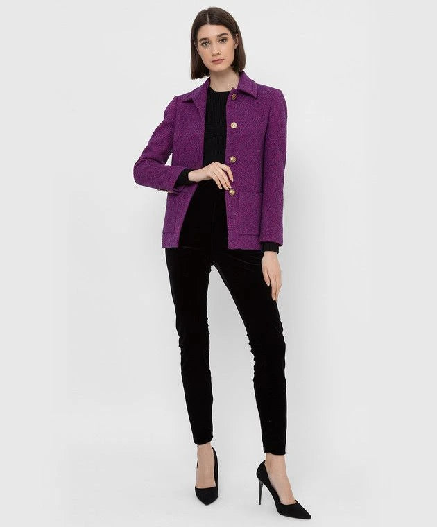 SAINT LAURENT JACKET IN BOUCLÉ LUREX IN PURPLE