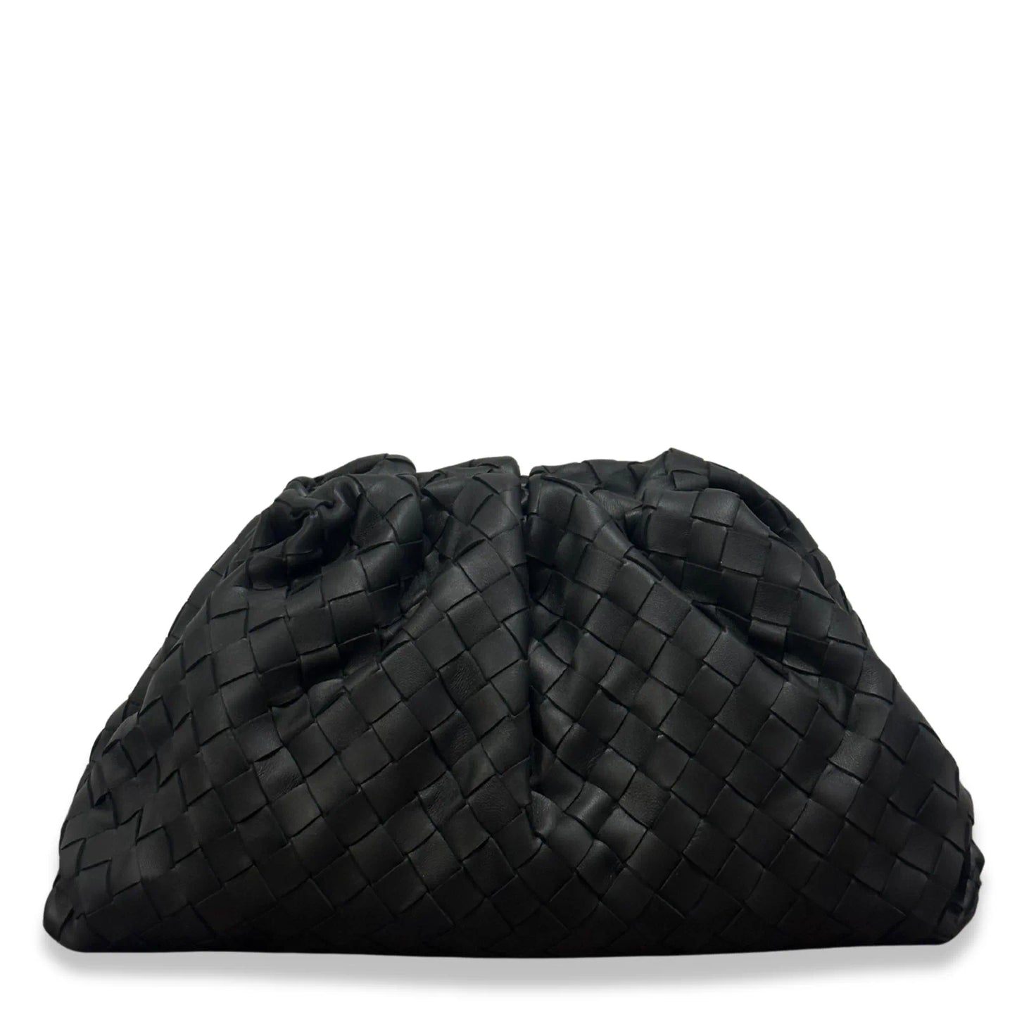 BOTTEGA VENETA BLACK LAMB SKIN TEEN POUCH BAG