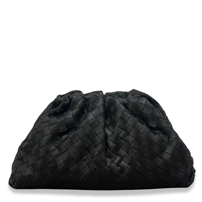 BOTTEGA VENETA BLACK LAMB SKIN TEEN POUCH BAG
