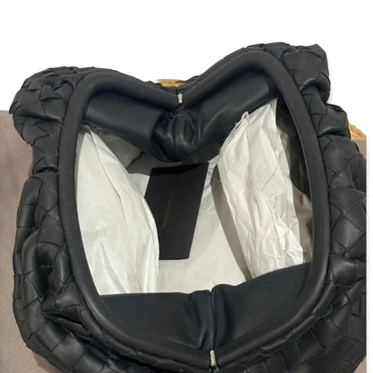 BOTTEGA VENETA BLACK LAMB SKIN TEEN POUCH BAG