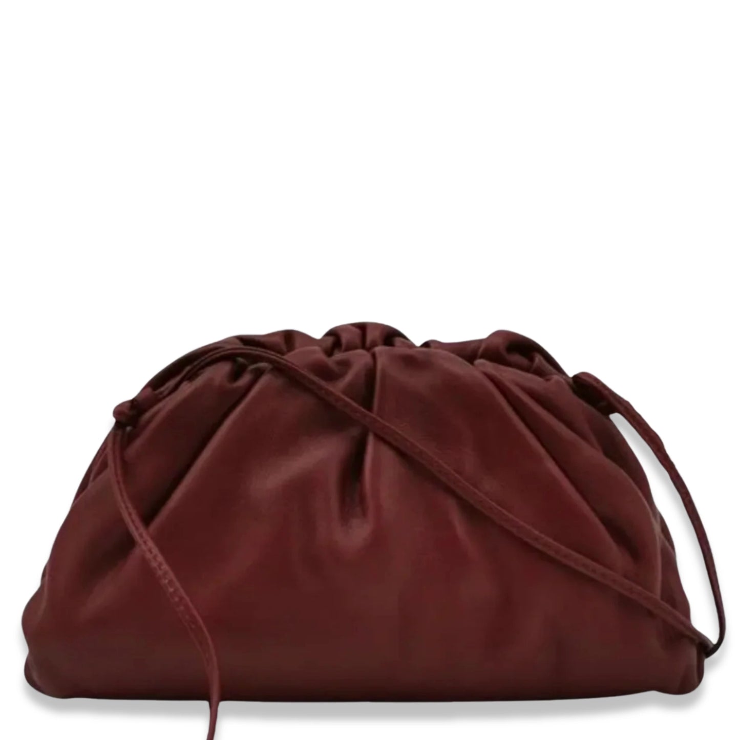 BOTTEGA VENETA BURGUNDY MINI POUCH CROSSBODY BAG