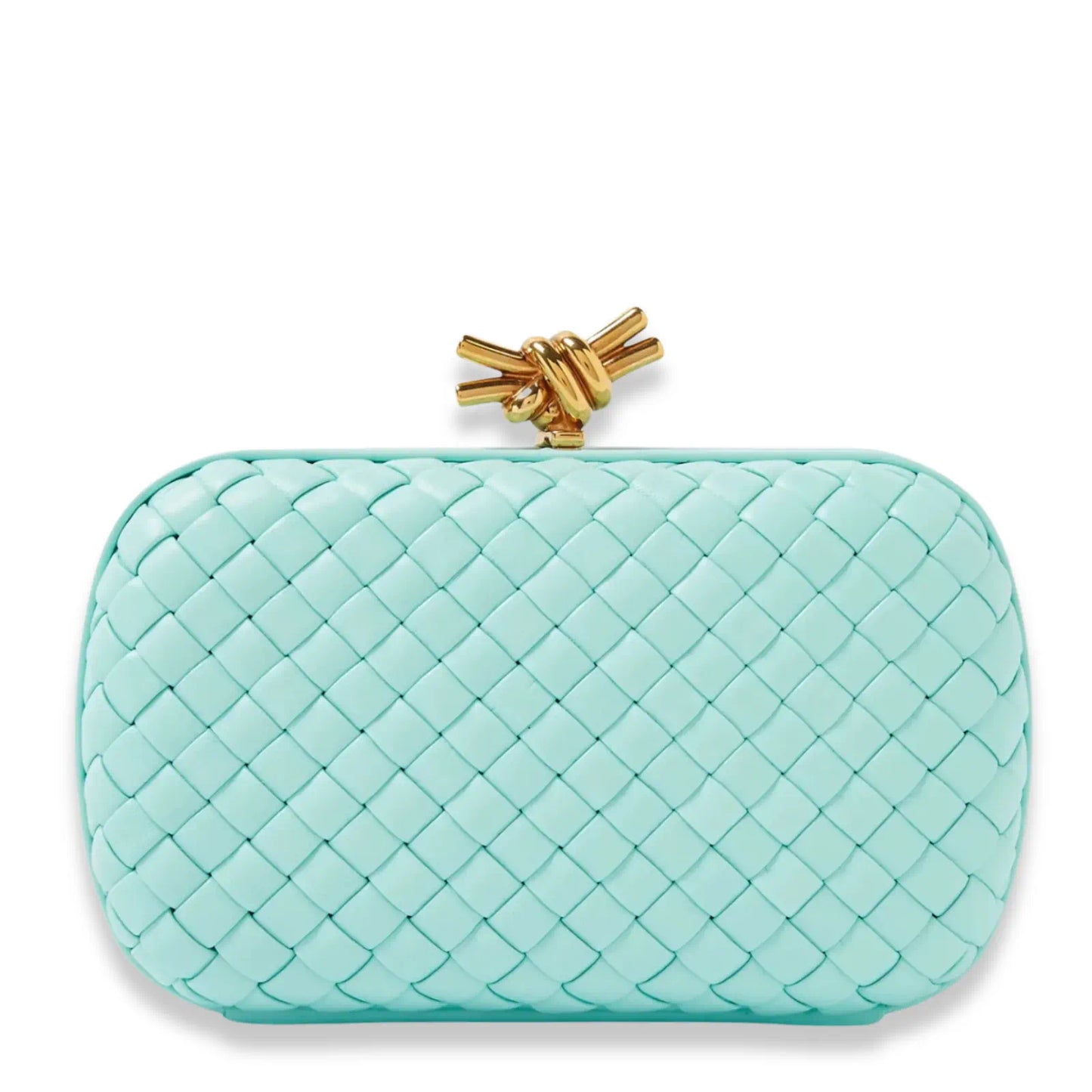 BOTTEGA VENETA TURQUOISE MINAUDIERE CLUTCH