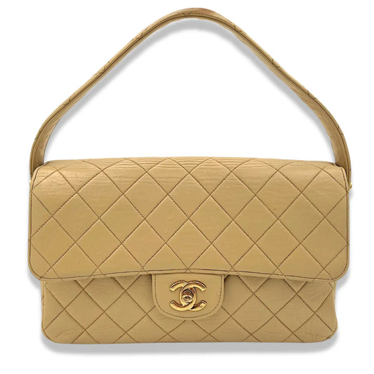 CHANEL BEIGE DOUBLE FLAP SHOULDER BAG