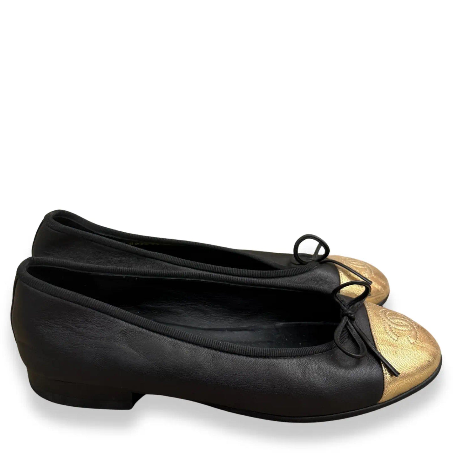CHANEL BLACK BALLERINAS