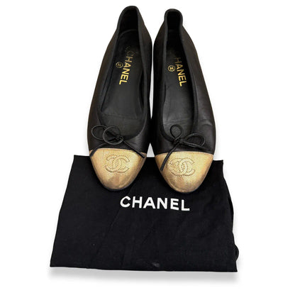 CHANEL BLACK BALLERINAS