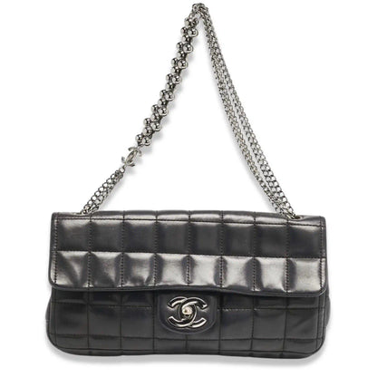 CHANEL BLACK BAR EAST WEST CHAIN FLAP BAG