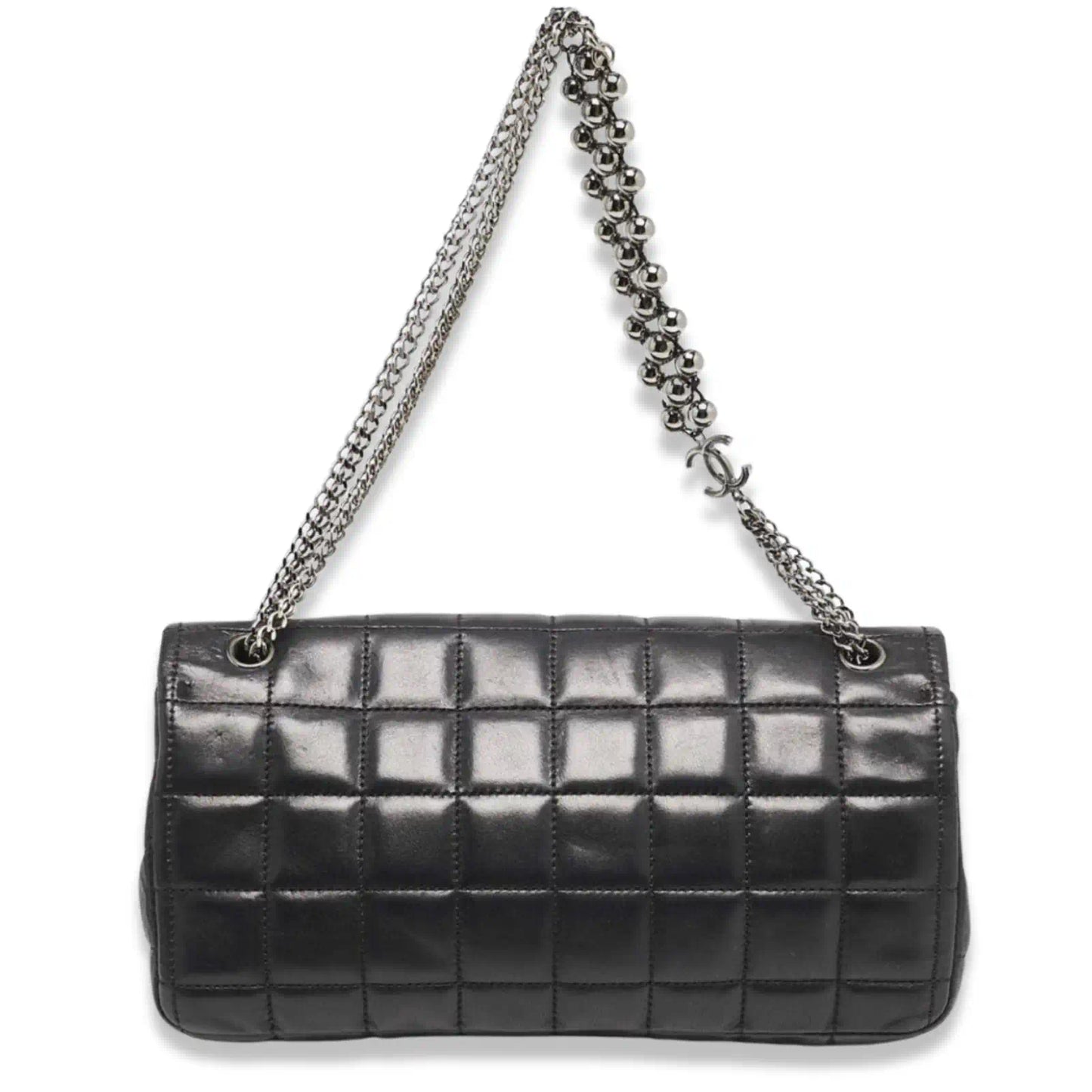 CHANEL BLACK BAR EAST WEST CHAIN FLAP BAG