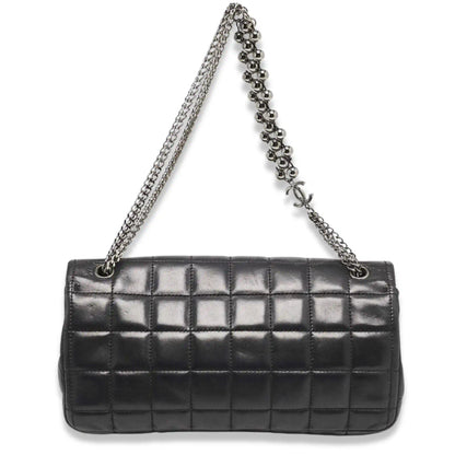 CHANEL BLACK BAR EAST WEST CHAIN FLAP BAG