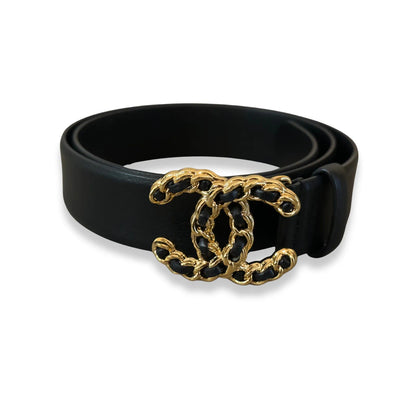 CHANEL BLACK CC GOLD CHAIN BELT