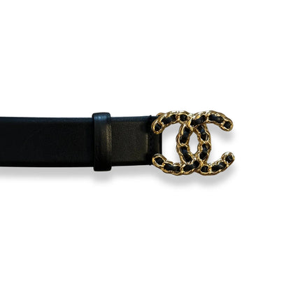 CHANEL BLACK CC GOLD CHAIN BELT