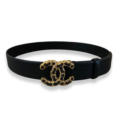 CHANEL BLACK CC GOLD CHAIN BELT