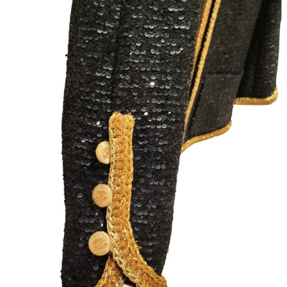 CHANEL BLACK SEQUINS TWEED BLAZER