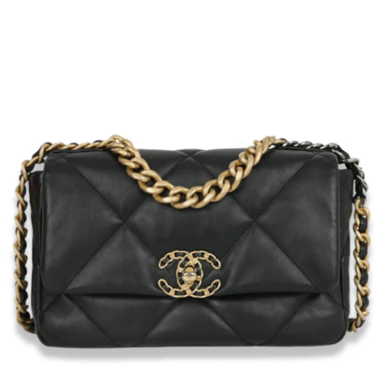 CHANEL BLACK SMALL 19 FLAP BAG