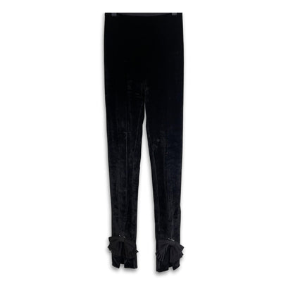 CHANEL BLACK VELVET LACES LEGGINS