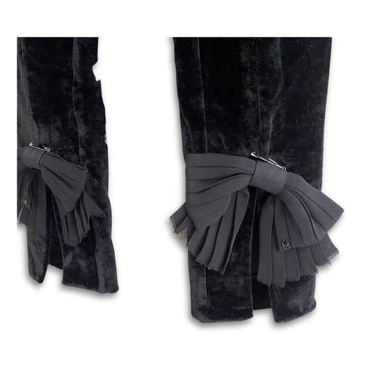 CHANEL BLACK VELVET LACES LEGGINS
