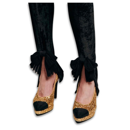 CHANEL BLACK VELVET LACES LEGGINS