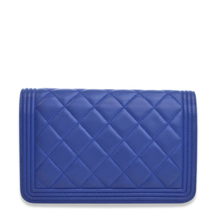 CHANEL BLUE BOY WALLET ON CHAIN BAG