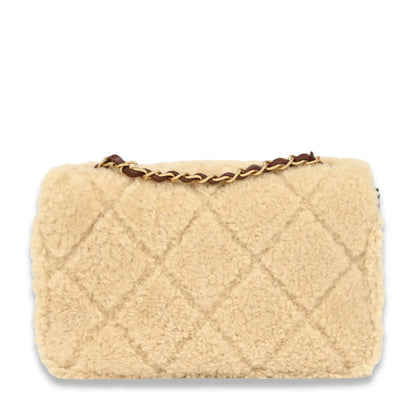 CHANEL BROWN MEDIUM SHEARLING FLAP BAG