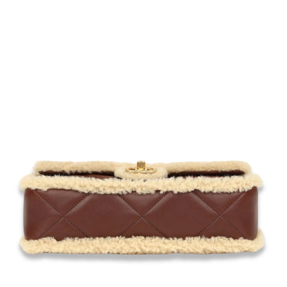 CHANEL BROWN MEDIUM SHEARLING FLAP BAG