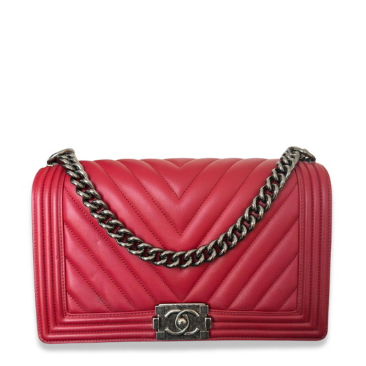 CHANEL RED BOY LARGE FLAP BAG