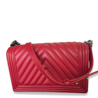 CHANEL RED BOY LARGE FLAP BAG