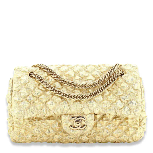 CHANEL GOLD PADDED BIJOUX DOUBLE FLAP SMALL BAG