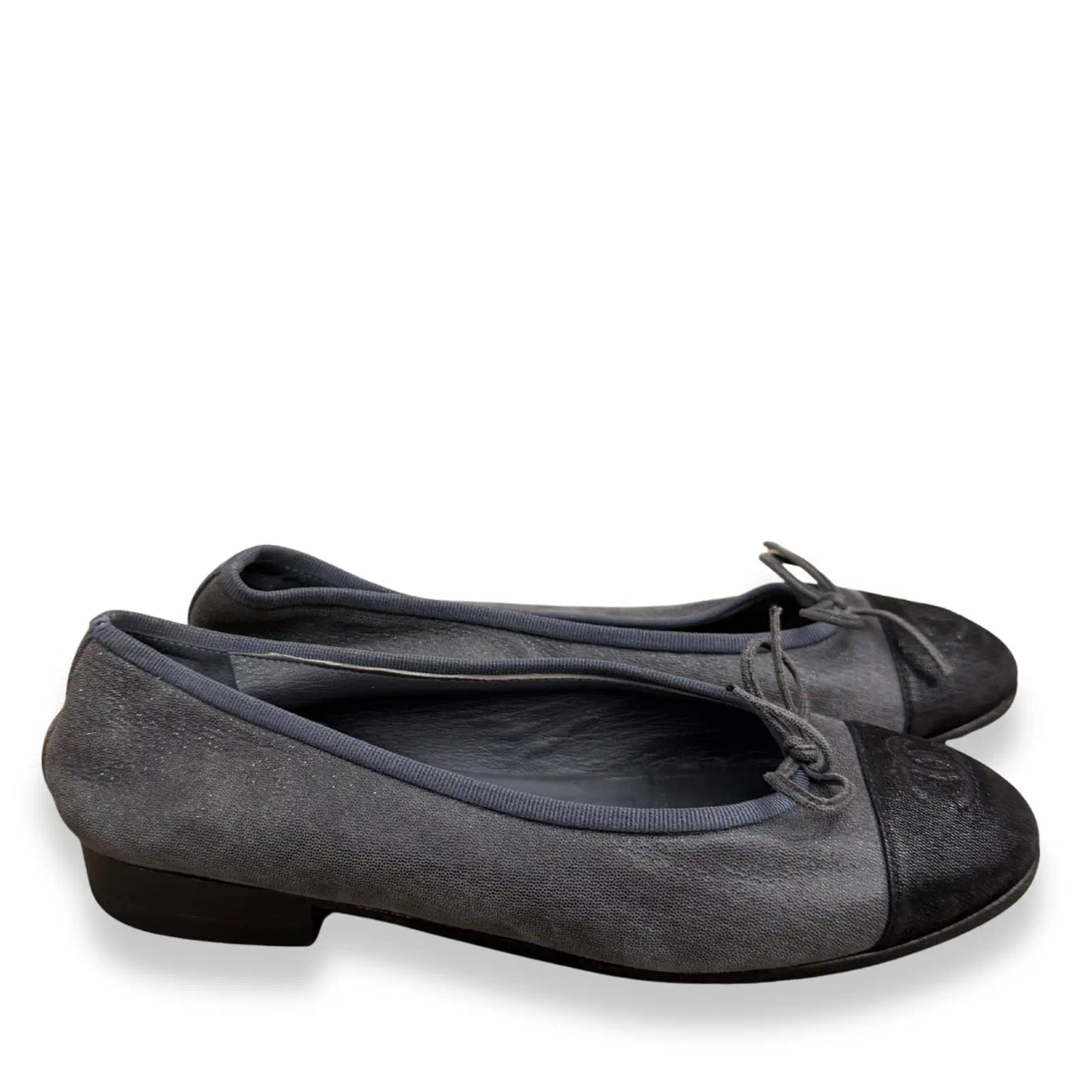 CHANEL GREY BALLERINAS