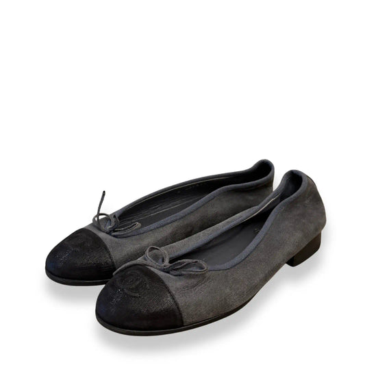 CHANEL GREY BALLERINAS