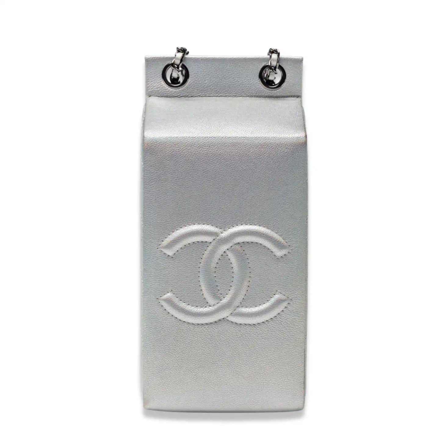 CHANEL IRIDESCENT SILVER GOATSKIN BAG
