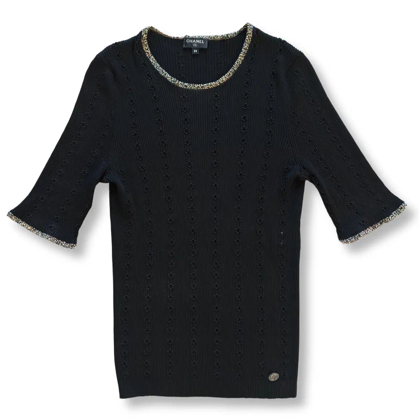 CHANEL BLACK KNIT TOP