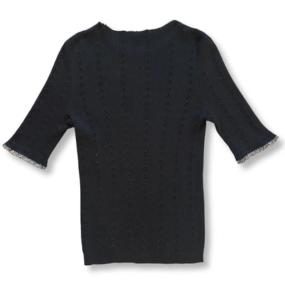 CHANEL BLACK KNIT TOP