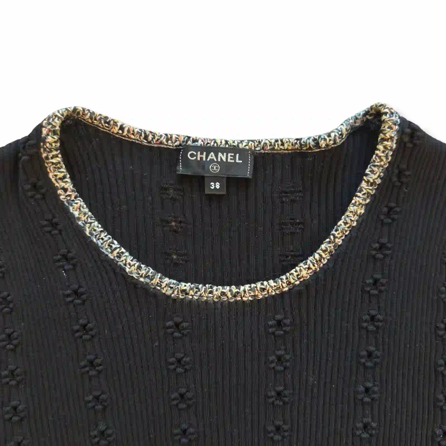 CHANEL BLACK KNIT TOP