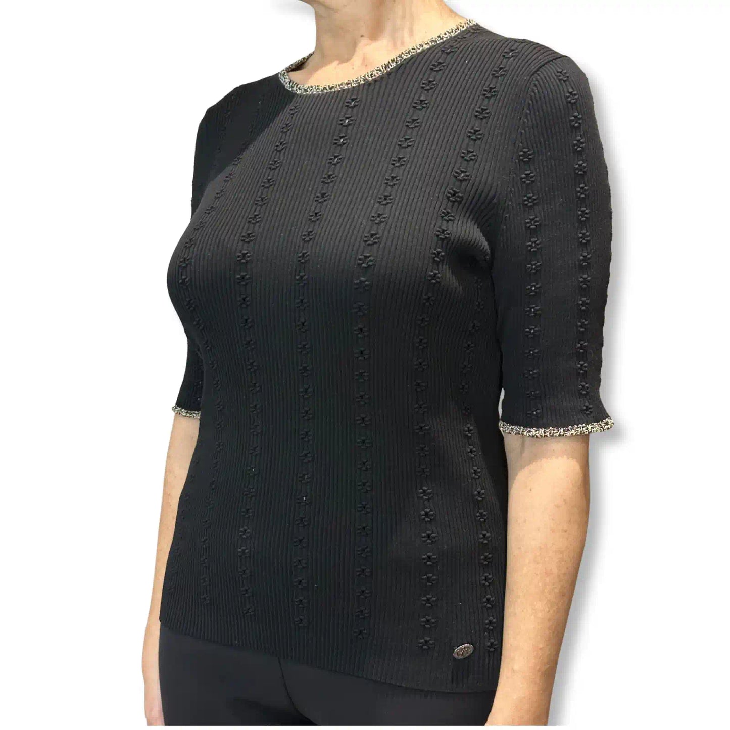 CHANEL BLACK KNIT TOP