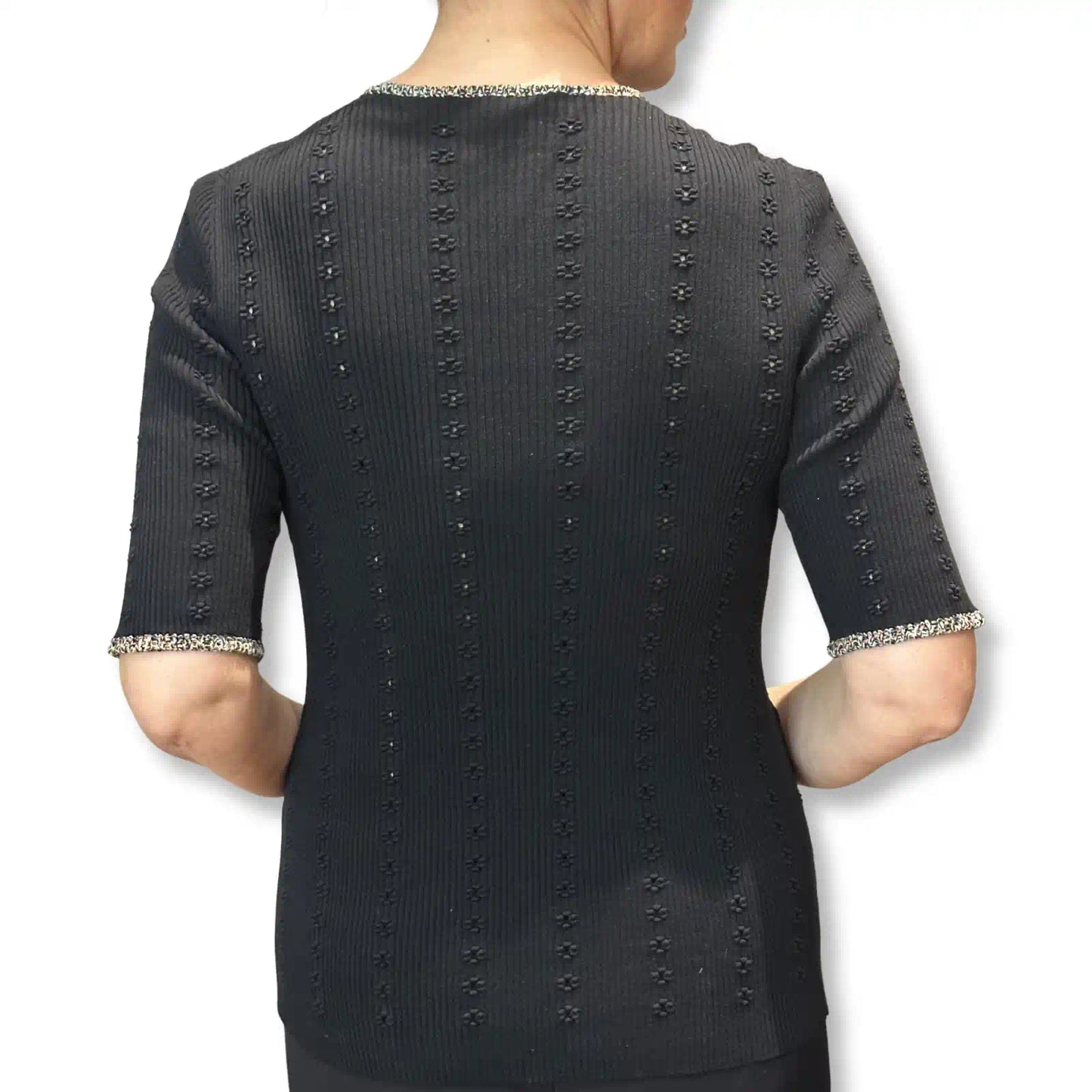 CHANEL BLACK KNIT TOP