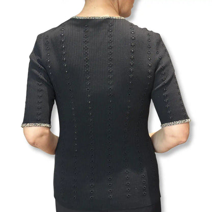 CHANEL BLACK KNIT TOP