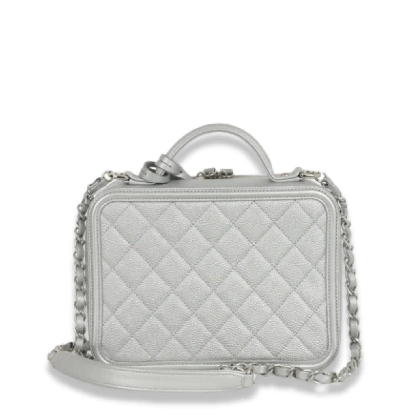 CHANEL SILVER MEDIUM VANITY BAG