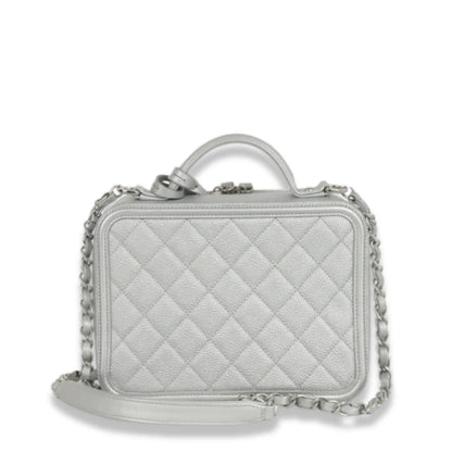 CHANEL SILVER MEDIUM VANITY BAG