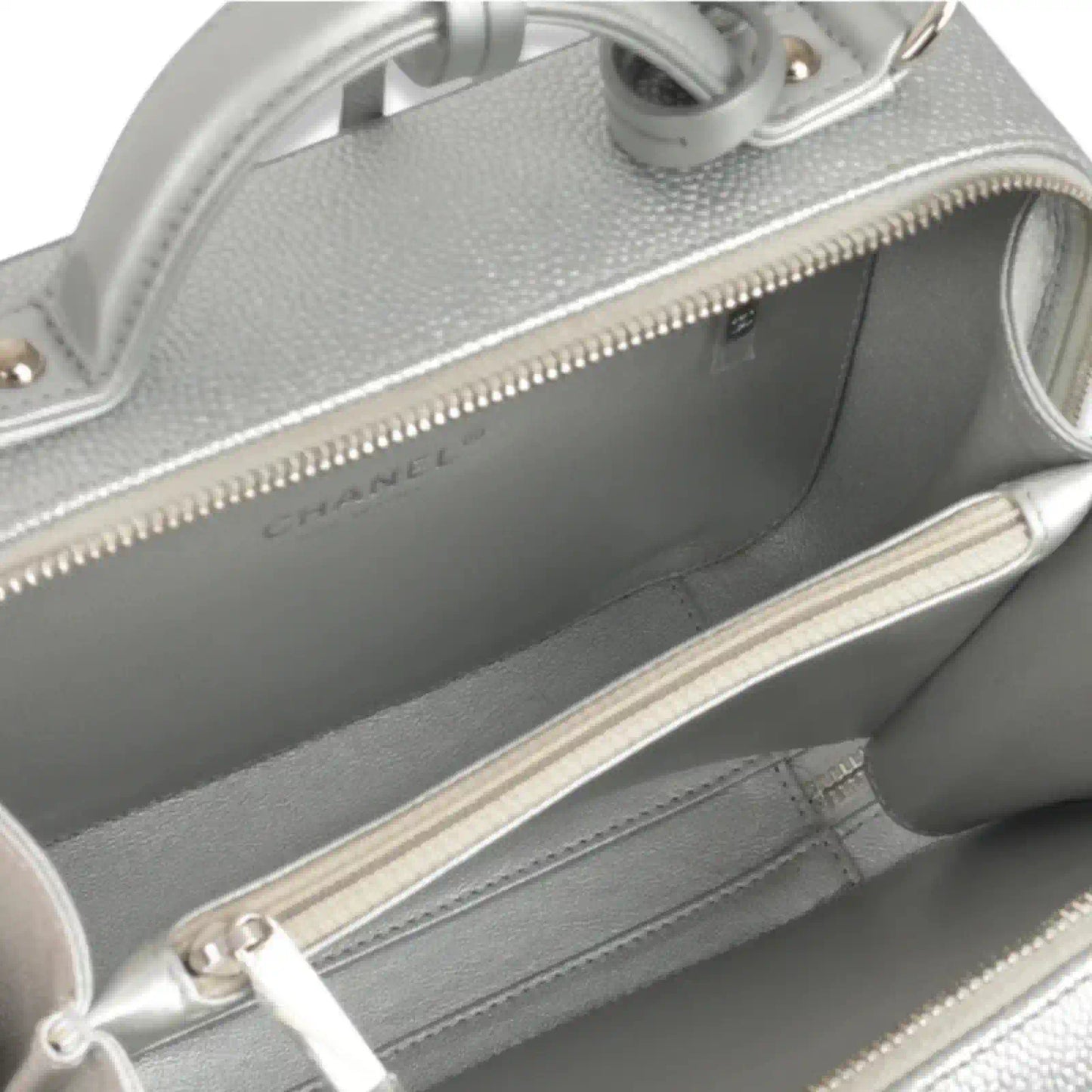 CHANEL SILVER MEDIUM VANITY BAG