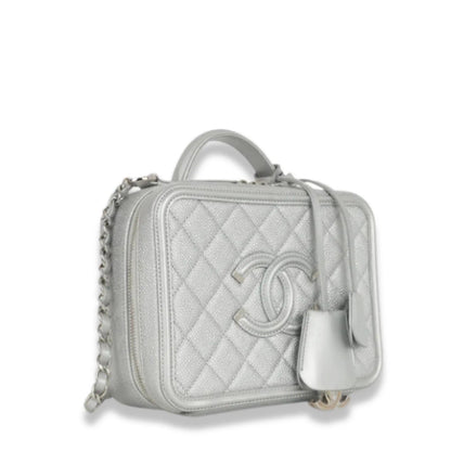 CHANEL SILVER MEDIUM VANITY BAG