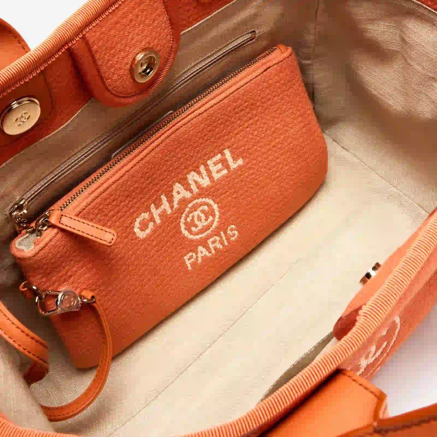 CHANEL ORANGE DEAUVILLE BAG