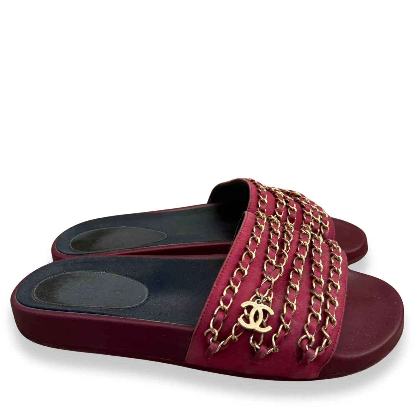 CHANEL PINK CHAIN SANDALS
