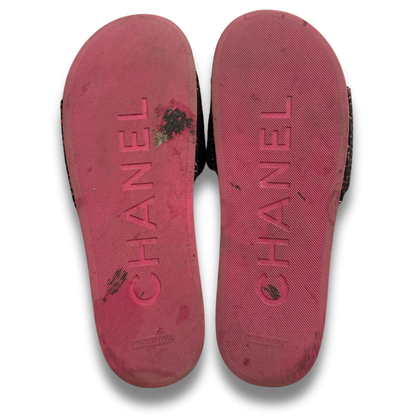 CHANEL PINK CHAIN SANDALS