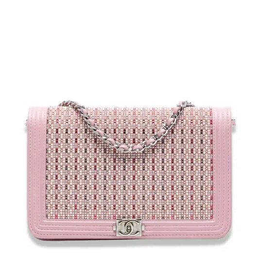 CHANEL PINK CRYSTAL BOY WOC BAG
