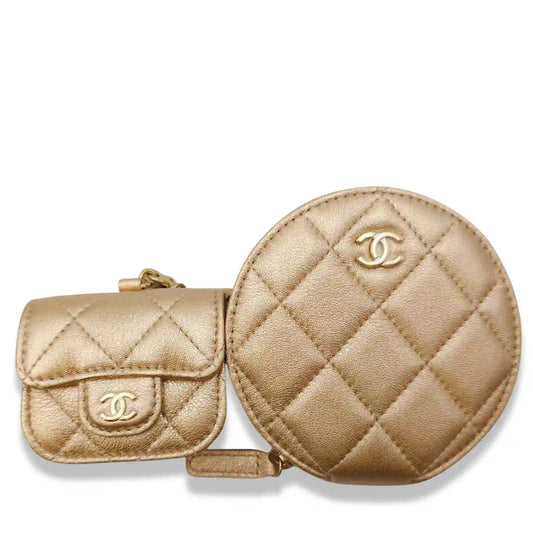CHANEL GOLD QUILTED DUO