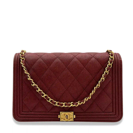 CHANEL RED WALLET ON CHAIN BAG