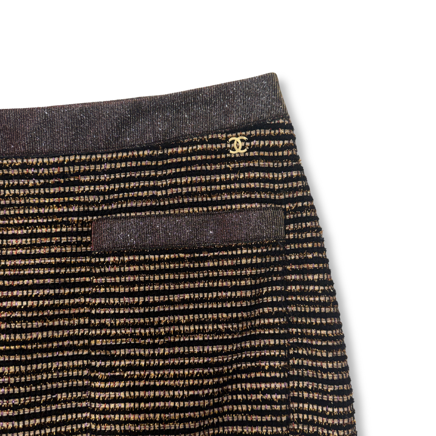 CHANEL TWEED BLACK MIDI SKIRT
