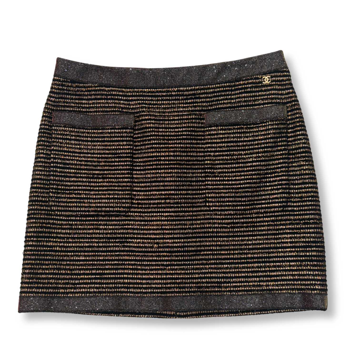 CHANEL TWEED BLACK MIDI SKIRT
